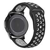 Huawei Honor Magic 2 46Mm 22mm Uyumlu Kordon Silikon Esnek Yumuşak Delikli Spor KRD-02 Kayış Siyah-Gri
