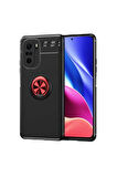 Xiaomi Redmi K40 Uyumlu Kılıf Zore Ravel Silikon Kapak Siyah-Kırmızı