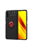 Xiaomi Poco M3 Uyumlu Kılıf Zore Ravel Silikon Kapak Siyah-Kırmızı