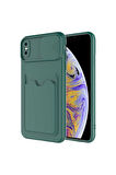 Apple iPhone XS Max Uyumlu Kılıf Zore Kartix Kapak Koyu Yeşil