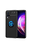 Vivo V21 Uyumlu Kılıf Zore Ravel Silikon Kapak Siyah-Mavi