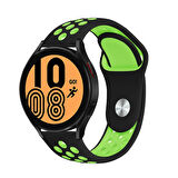 Huawei Watch GT 3 42mm 20mm Uyumlu Kordon Silikon Esnek Yumuşak Delikli Spor KRD-02 Kayış Siyah-Yeşil