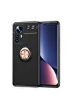 Xiaomi Mi 12 Pro Uyumlu Kılıf Zore Ravel Silikon Kapak Siyah-Rose Gold