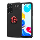 Xiaomi Redmi Note 11S Global Uyumlu Kılıf Zore Ravel Silikon Kapak Siyah-Kırmızı