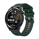 Samsung Galaxy Watch 46mm Uyumlu Kordon Silikon Çift Renkli Sportif KRD-55 Kayış Yeşil-Siyah
