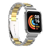 Xiaomi Redmi Watch (Mi Watch Lite) Uyumlu Kordon Paslanmaz Metal Baklalı Klipsli Zore KRD-60 Kayış Gümüş-Gold