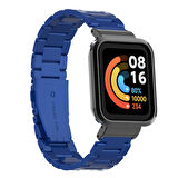 Xiaomi Redmi Watch (Mi Watch Lite) Uyumlu Kordon Paslanmaz Metal Baklalı Klipsli Zore KRD-60 Kayış Mavi
