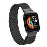 Xiaomi Redmi Watch (Mi Watch Lite) Uyumlu Kordon Hasır Metal Mıknatıslı Zore KRD-58 Kayış Siyah