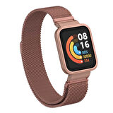 Xiaomi Redmi Watch (Mi Watch Lite) Uyumlu Kordon Hasır Metal Mıknatıslı Zore KRD-58 Kayış Pembe