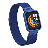 Xiaomi Redmi Watch (Mi Watch Lite) Uyumlu Kordon Hasır Metal Mıknatıslı Zore KRD-58 Kayış Mavi