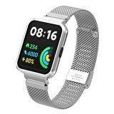 Xiaomi Redmi Watch 2 Lite Uyumlu Kordon Paslanmaz Çelik Klipsli Zore KRD-66 Kayış Gümüş