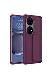 Huawei P50 Pro Uyumlu Kılıf Zore Qstand Kapak Mürdüm