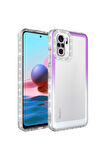 Xiaomi Redmi Note 10S Uyumlu Kılıf Simli ve Renk Geçiş Tasarımlı Lens Korumalı Zore Park Kapak Mor-Beyaz
