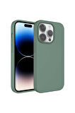 Apple iPhone 14 Pro Uyumlu Kılıf Sıvı Teknolojili Silinebilir Sert Zore Kivi Kapak Koyu Yeşil