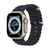 Apple Watch Ultra 49mm Uyumlu Kordon Ocean Silikon Yumuşak Esnek Metal Tokalı Zore KRD-75 Kayış Midnight