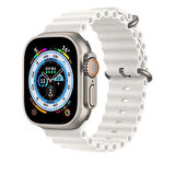 Apple Watch 44mm Uyumlu Kordon Ocean Silikon Yumuşak Esnek Metal Tokalı Zore KRD-75 Kayış Beyaz
