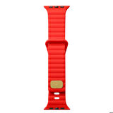 Apple Watch 7 41mm Uyumlu Kordon Silikon Soft Yüzey Metal Tokalı KRD-73 Kayış Kırmızı