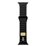 Apple Watch 44mm Uyumlu Kordon Silikon Soft Yüzey Metal Tokalı KRD-73 Kayış Siyah