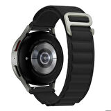Huawei GT2 46mm 22mm Uyumlu Kordon Alpine Hasır Örgü Zore KRD-74 Kumaş Kayış Siyah
