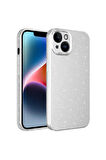 Apple iPhone 13 Uyumlu Kılıf Kamera Korumalı Simli Lüks Zore Koton Kapak Beyaz