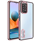 Xiaomi Redmi Note 11S Global Uyumlu Kılıf Kamera Korumalı Logo Gösteren Zore Omega Kapak Rose Gold