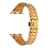 Apple Watch 42mm Uyumlu Kordon Paslanmaz Metal Çift Renkli Zore KRD-83 Kayış Rose Gold