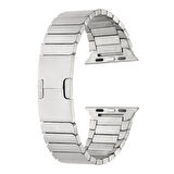 Apple Watch 42mm Uyumlu Kordon Paslanmaz Çelik Luxury Zore KRD-82 Kayış Gümüş