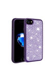 Apple iPhone 7 Uyumlu Kılıf Parlak Taşlı Tasarım Zore Ston Kapak Derin Mor