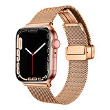 Apple Watch 38mm Uyumlu Kordon Hasır Metal Mıknatıs Tokalı Zore KRD-85 Kayış Rose Gold