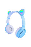 Zore M6 Pro Cat RGB Led Işıklı Kedi Kulağı Band Tasarımlı Ayarlanabilir ve Katlanabilir Kulak Üstü Bluetooth Kulaklık Mavi