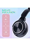 Zore M6 Pro Cat RGB Led Işıklı Kedi Kulağı Band Tasarımlı Ayarlanabilir ve Katlanabilir Kulak Üstü Bluetooth Kulaklık Beyaz