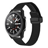 Huawei GT2 46mm 22mm Uyumlu Kordon Hasır Metal Mıknatıs Tokalı Zore KRD-85 Kayış Siyah