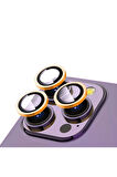 Apple iPhone 14 Pro Max Uyumlu Zore CL-12 Premium Safir Parmak İzi Bırakmayan Anti-Reflective Kamera Lens Koruyucu Turuncu