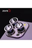 Apple iPhone 15 Uyumlu Zore CL-12 Premium Safir Parmak İzi Bırakmayan Anti-Reflective Kamera Lens Koruyucu Baby Blue