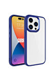 Apple iPhone 15 Pro Uyumlu Kılıf Zore Krom Kapak Lacivert