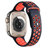 Apple Watch Ultra 49mm Uyumlu Kordon Silikon Esnek Yumuşak Delikli Spor KRD-02 Kayış Lacivert