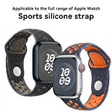 Apple Watch 44mm Uyumlu Kordon Silikon Esnek Yumuşak Delikli Spor KRD-02 Kayış Siyah