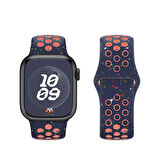 Apple Watch 38mm Uyumlu Kordon Silikon Esnek Yumuşak Delikli Spor KRD-02 Kayış Lacivert