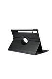 Samsung Galaxy Tab S9 FE Plus Uyumlu Zore Dönebilen Standlı Kılıf Siyah