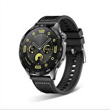 Huawei Watch GT 3 46mm 22mm Uyumlu Kordon Silikon Örgü Desenli Dikişli Zore KRD-102 Kayış Siyah