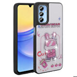 Samsung Galaxy A15 Uyumlu Kılıf Parlayan Kabartmalı İkonik Figürlü Zore Amas Silikon Kapak Beyaz