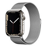 Apple Watch Ultra 49mm Uyumlu Kordon Hasır Metal Mıknatıslı Zore Band-01 Kayış Gümüş