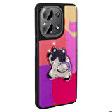 Xiaomi Poco M6 Pro 4G Uyumlu Kılıf Parlayan Kabartmalı İkonik Figürlü Zore Amas Silikon Kapak Mor