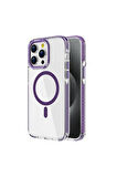 Apple iPhone 15 Pro Uyumlu Kılıf Magsafe Şarj Özellikli Airbagli Takılabilir Askı Aparatlı Zore Nana Kapak Mor