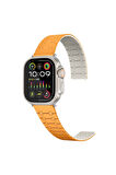 Apple Watch Ultra 49mm Uyumlu Zore KRD-111 Çizgili Desenli Silikon Kordon Turuncu