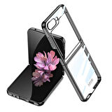 Samsung Galaxy Z Flip 6 Uyumlu Kılıf Sert PC Zore Full Camlı Luxury Zore Kıpta Kapak Siyah