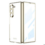 Samsung Galaxy Z Fold 6 Uyumlu Kılıf Sert PC Zore Full Camlı Kıpta Kapak Gold