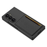 Samsung Galaxy Z Fold 6 Uyumlu Karbonfiber Arka Yüzey Zore Kartlıklı Z-Kart Kıpta Sert Kapak