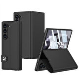 Samsung Galaxy Z Fold 6 Uyumlu Kılıf Suni Deri Tasarımlı Magnetik Tokalı ve Kartlıklı Zore Kıpta Zegna Kapak