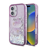 Apple iPhone 16 Uyumlu Kılıf Hello Kitty Orjinal Lisanslı Sıvılı Simli 50. Yıldönümü Partisi Kapak